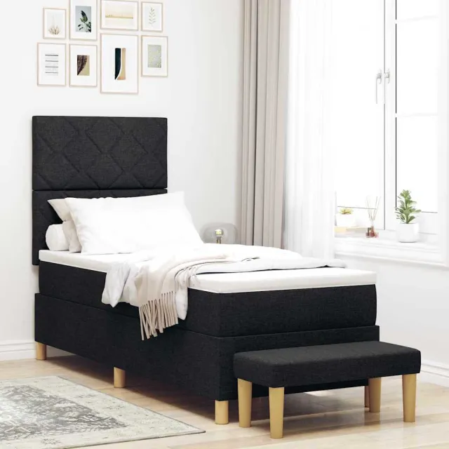 vidaXL Boxspring bed met kussen met hoofdeinde Zwart 200 x 80 cm Stof