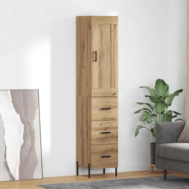 vidaXL Highboard Artisan Eiken 34,5 x 34 x 180 cm Bewerkt hout Bruin