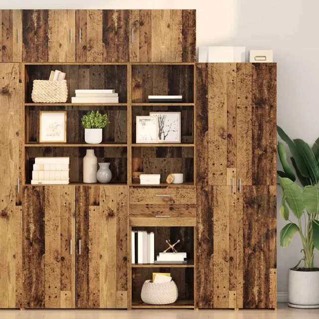 vidaXL Highboard Oud Hout 50 x 42,5 x 185 cm Bewerkt hout Bruin