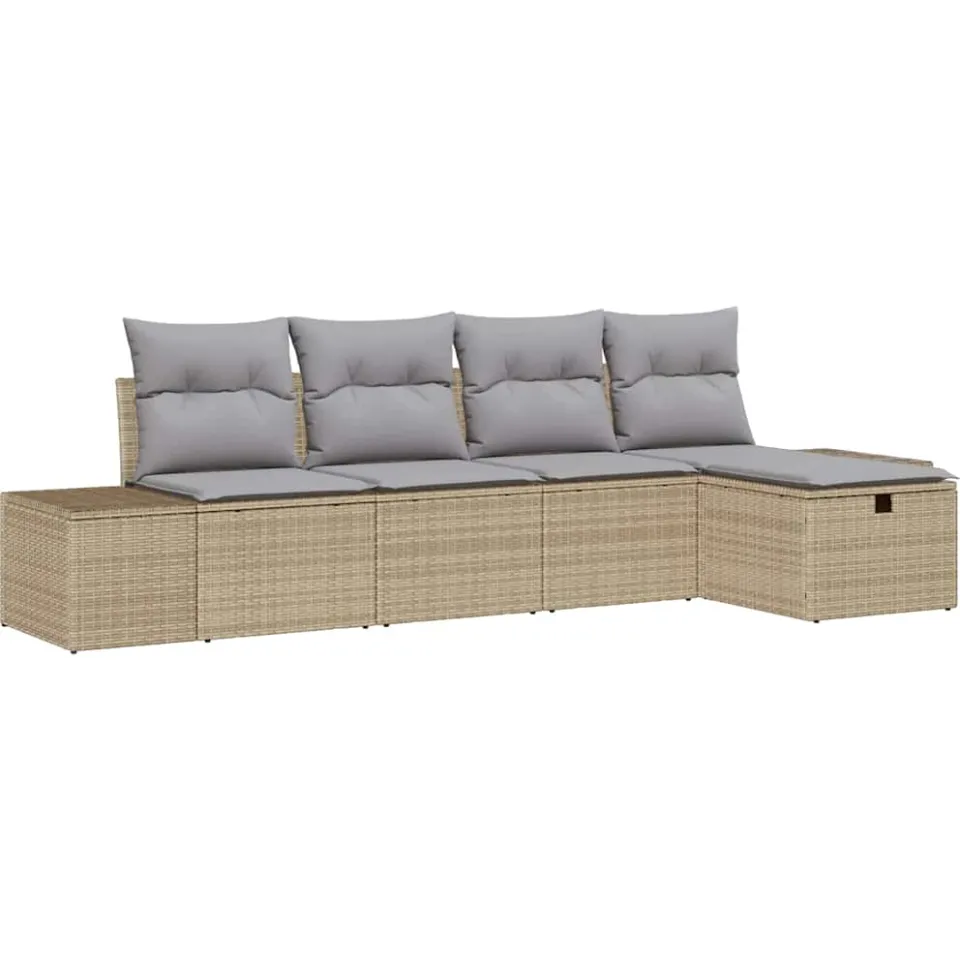 vidaXL Tuinbankenset 5 st Beige poly rattan