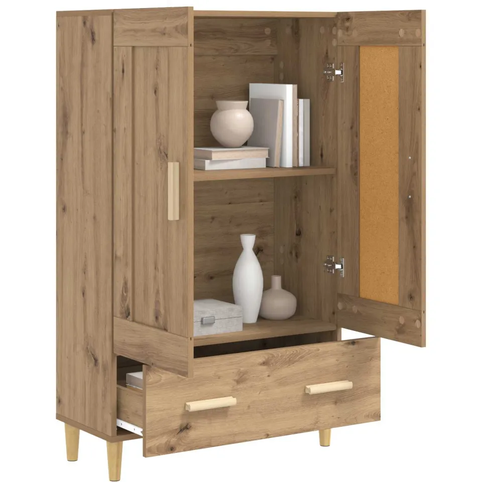 vidaXL Hoge kast Artisanaal eiken 70 x 31 x 115 cm Bewerkt hout Bruin