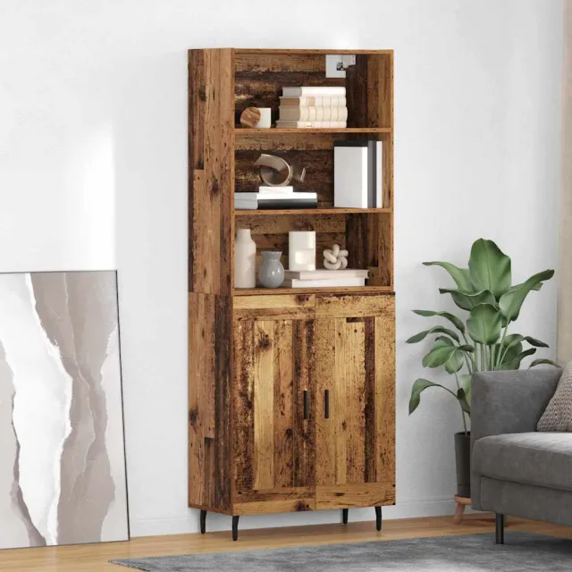 vidaXL Hoge kast 2 st Oud Hout 69,5 x 32,5 x 180 cm Bewerkt hout Bruin