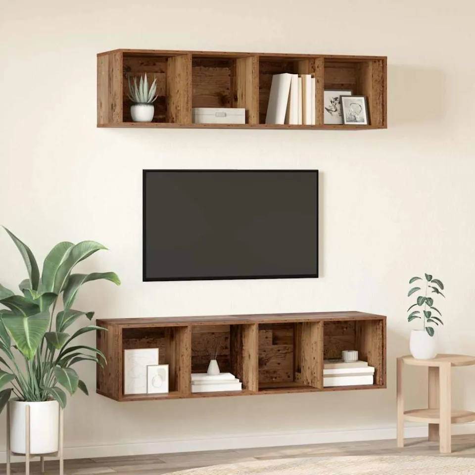 vidaXL Tv-meubelset 2 st 37 x 37 x 142,5 cm Oud Hout bruin, foto 4