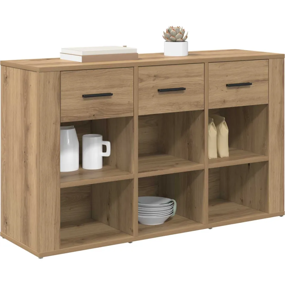 vidaXL Dressoir Artisan Eiken 100 x 30 x 59,5 cm Bewerkt hout, foto 2