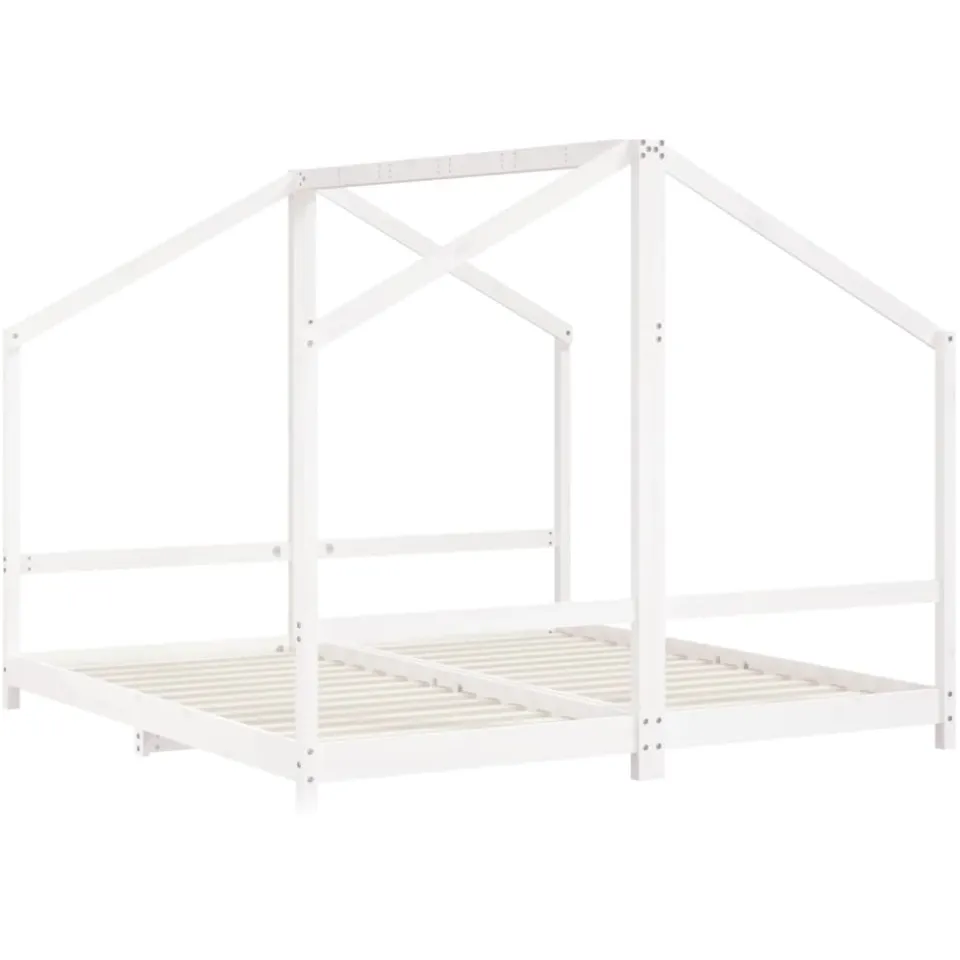 vidaXL Kinderbedframe 2x(90x190) cm massief grenenhout wit