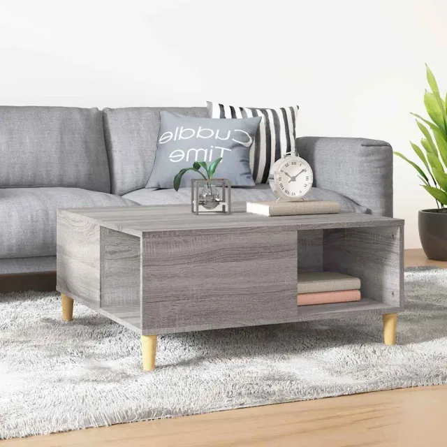 vidaXL Salontafel 80x80x36,5 cm bewerkt hout grijs sonoma eikenkleurig, foto 2