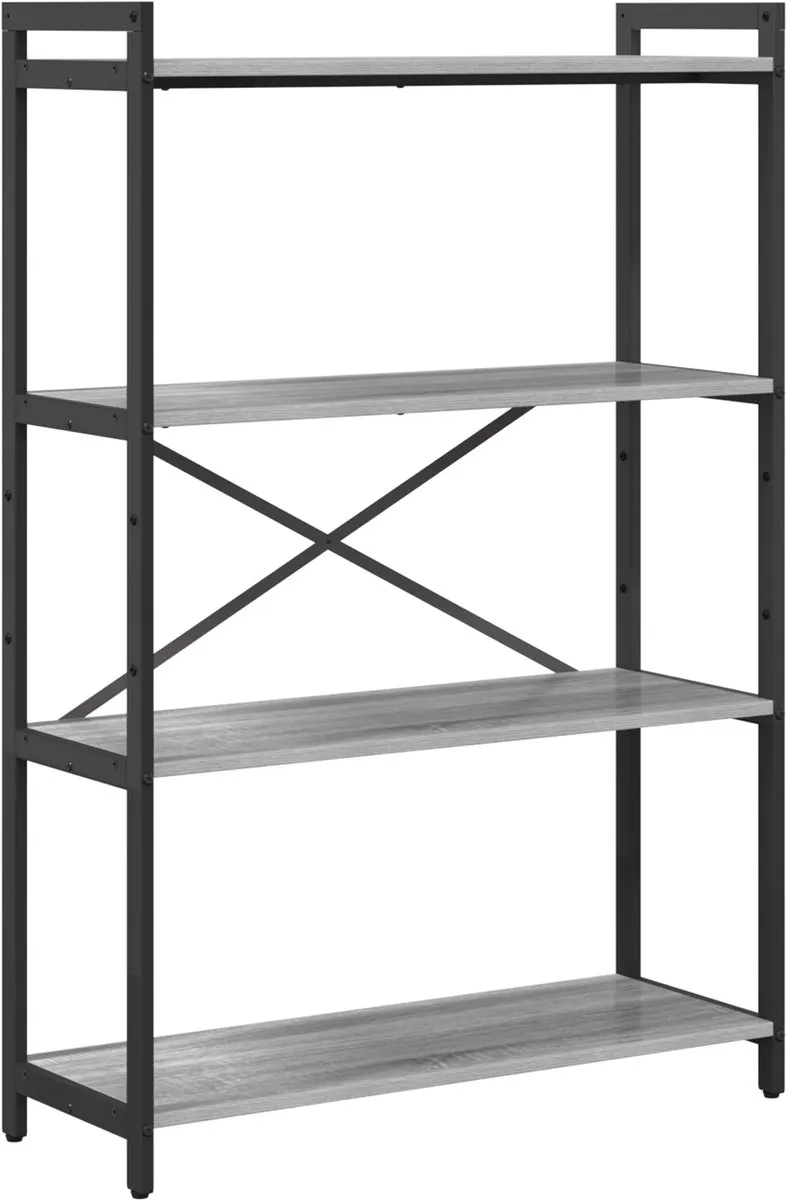 vidaXL Boekenkast 80 x 30 x 120 cm Bewerkt hout Grijs sonoma, foto 3