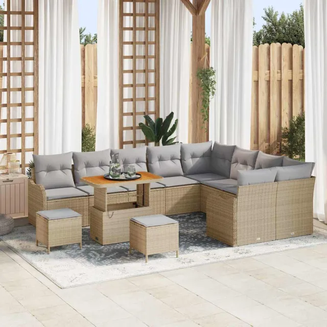 vidaXL Tuinbankenset 12 st Beige poly rattan, foto 2