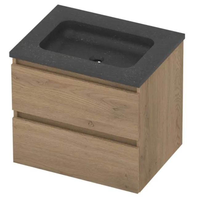 Basic-Line Rocky 46 Badmeubelset Hardsteen Zonder Kraangat 60x46x54 cm Pure Oak Blue Stone Grijs
