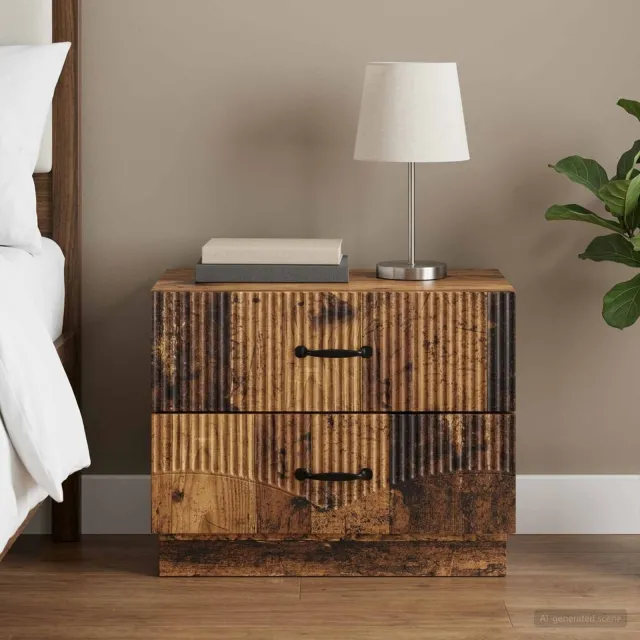 vidaXL Nachtkastje Oud hout 62 x 34,5 x 44,5 cm Bewerkt hout bruin, foto 2