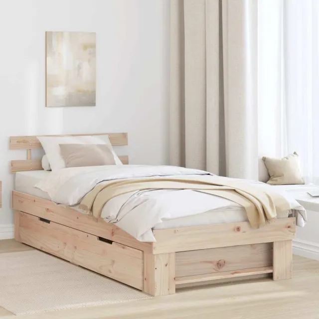 vidaXL Bedframe met hoofdeinde Naturel 75 x 190 cm Massief grenenhout Bruin