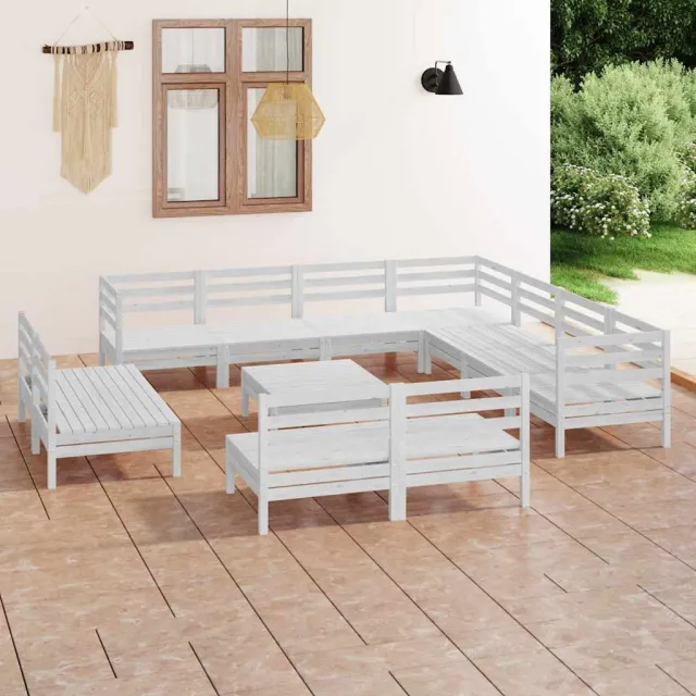 vidaXL 12-delige Loungeset massief grenenhout wit, foto 2