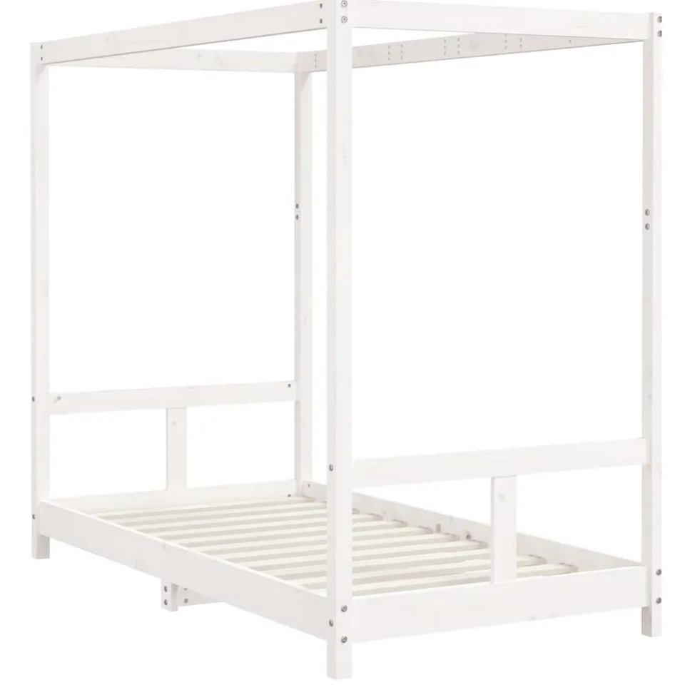 vidaXL Kinderbedframe 80x160 cm massief grenenhout wit, foto 3