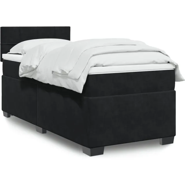vidaXL Boxspring met matras fluweel zwart 100x200 cm