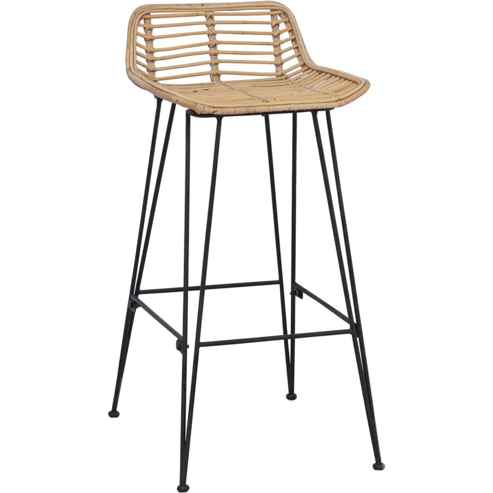vidaXL Barkruk 2 st Naturel 44 x 45 x 76 cm Rattan en staal, foto 4