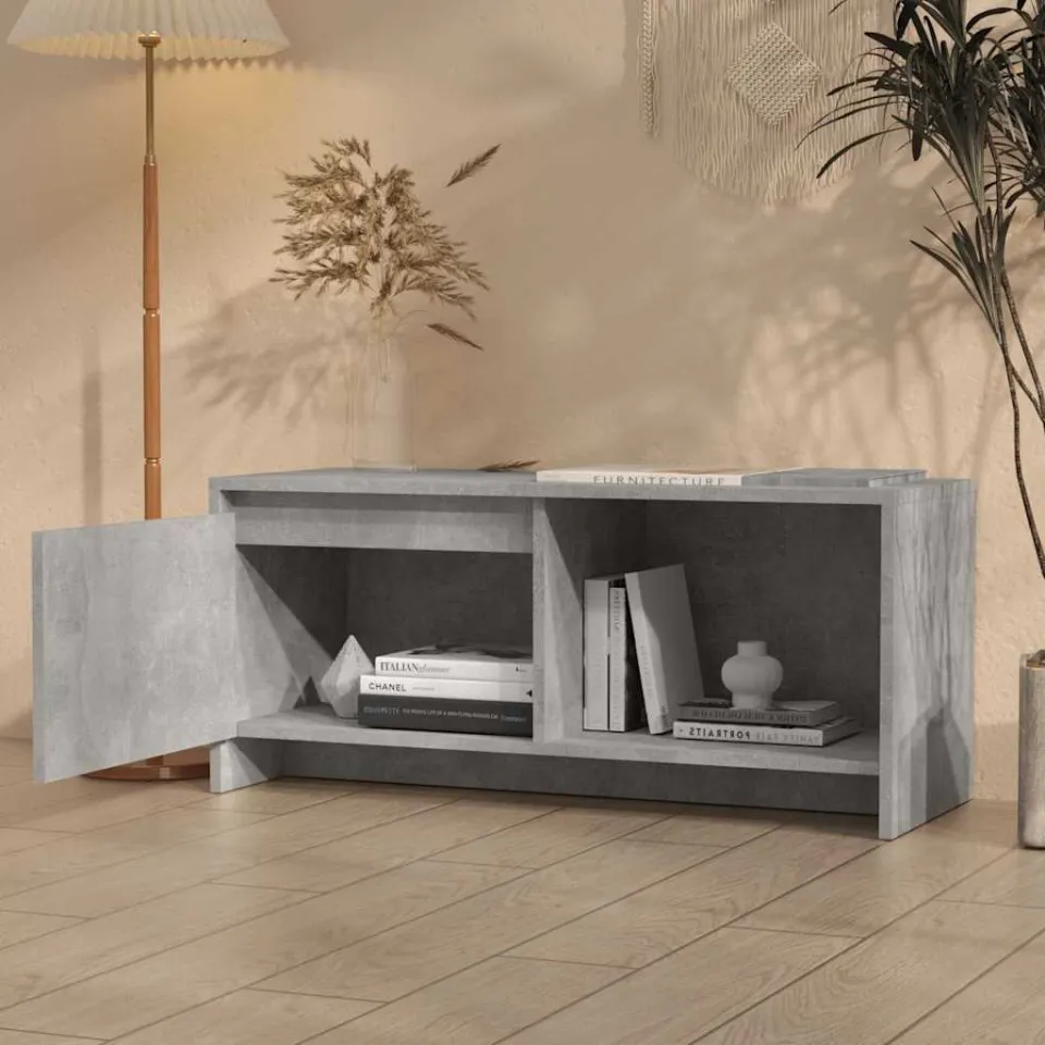 vidaXL Tv-meubel 90x35x40 cm bewerkt hout betongrijs grijs, foto 3