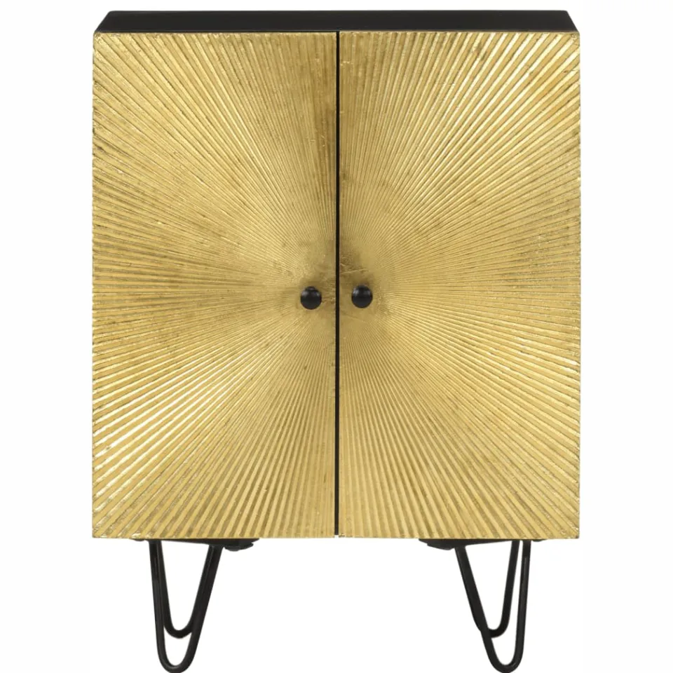 vidaXL Dressoir 55x30x75 cm massief mangohout goud, foto 3