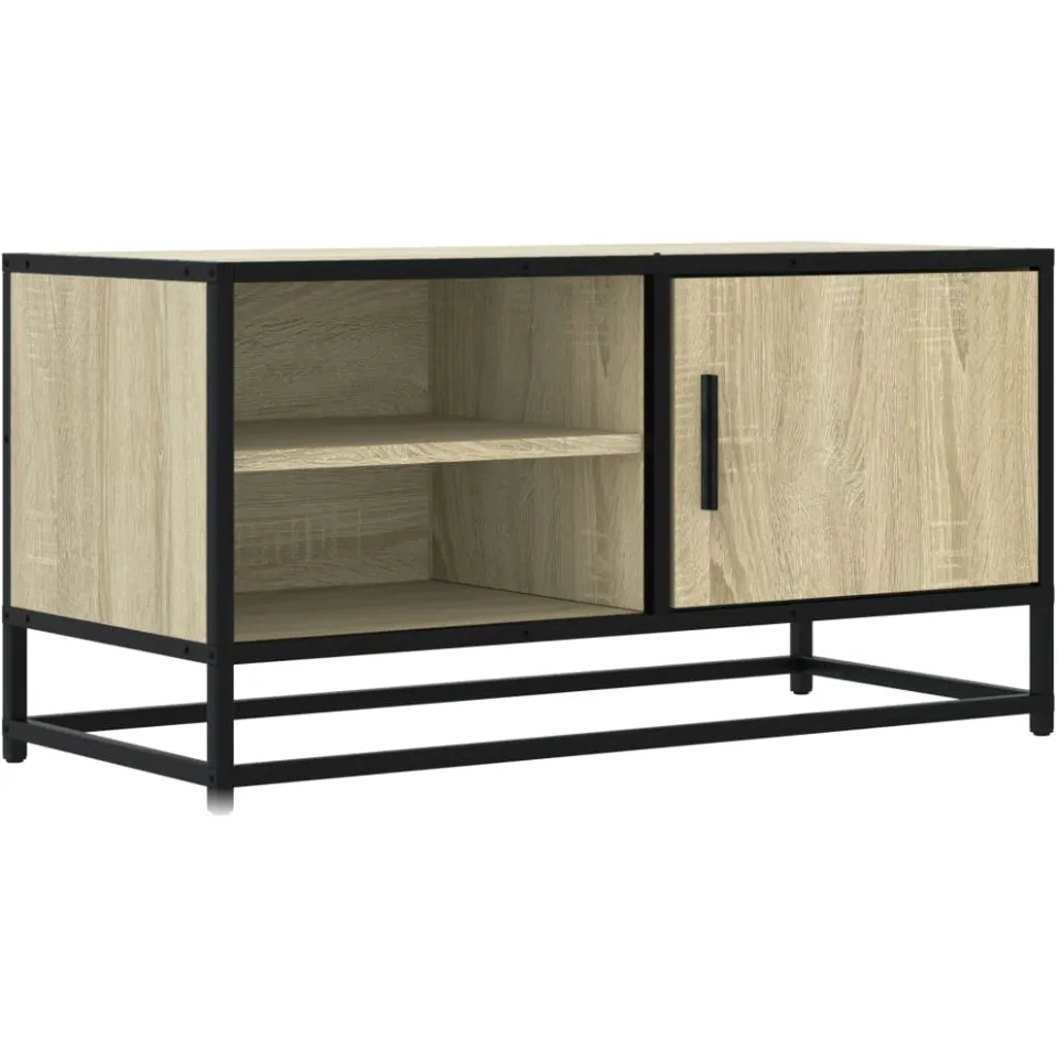 vidaXL Tv-meubel 80x34,5x40 cm bewerkt hout metaal sonoma eikenkleurig, foto 3