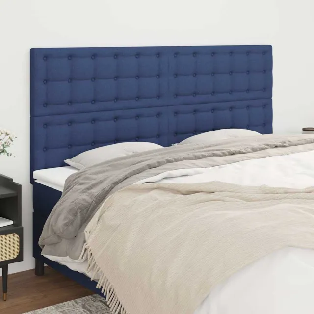 vidaXL Hoofdbord blauw 180x5x118/128 cm stof