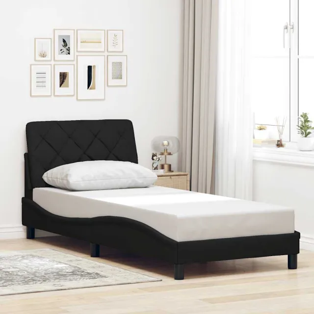 vidaXL Bedframe zonder matras 90x190 cm stof zwart
