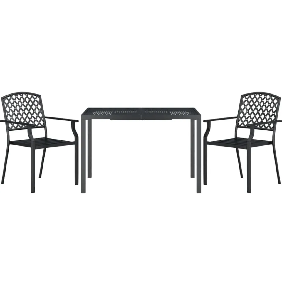 vidaXL 3-delige Tuinset staal antracietkleurig Anthraciet