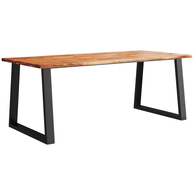 vidaXL Eettafel - met - natuurlijke - rand - 200x90x75 - cm - massief - acaciahout Bruin