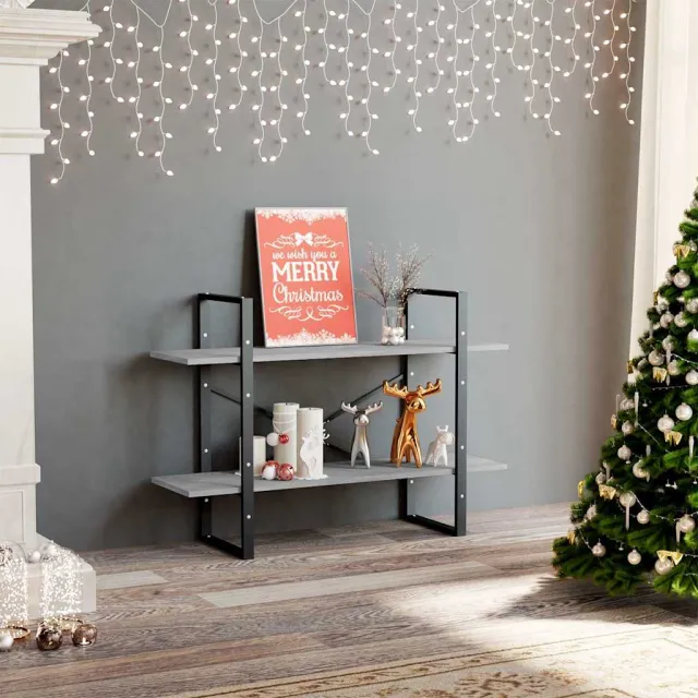 vidaXL Boekenkast met 2 schappen 100x30x70 cm bewerkt hout betongrijs