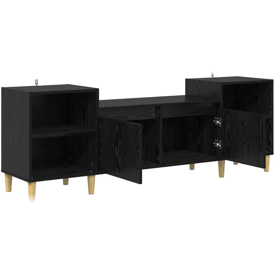 vidaXL TV-kast 160 x 35 x 55 cm Zwart Eiken Bewerkt hout, foto 3