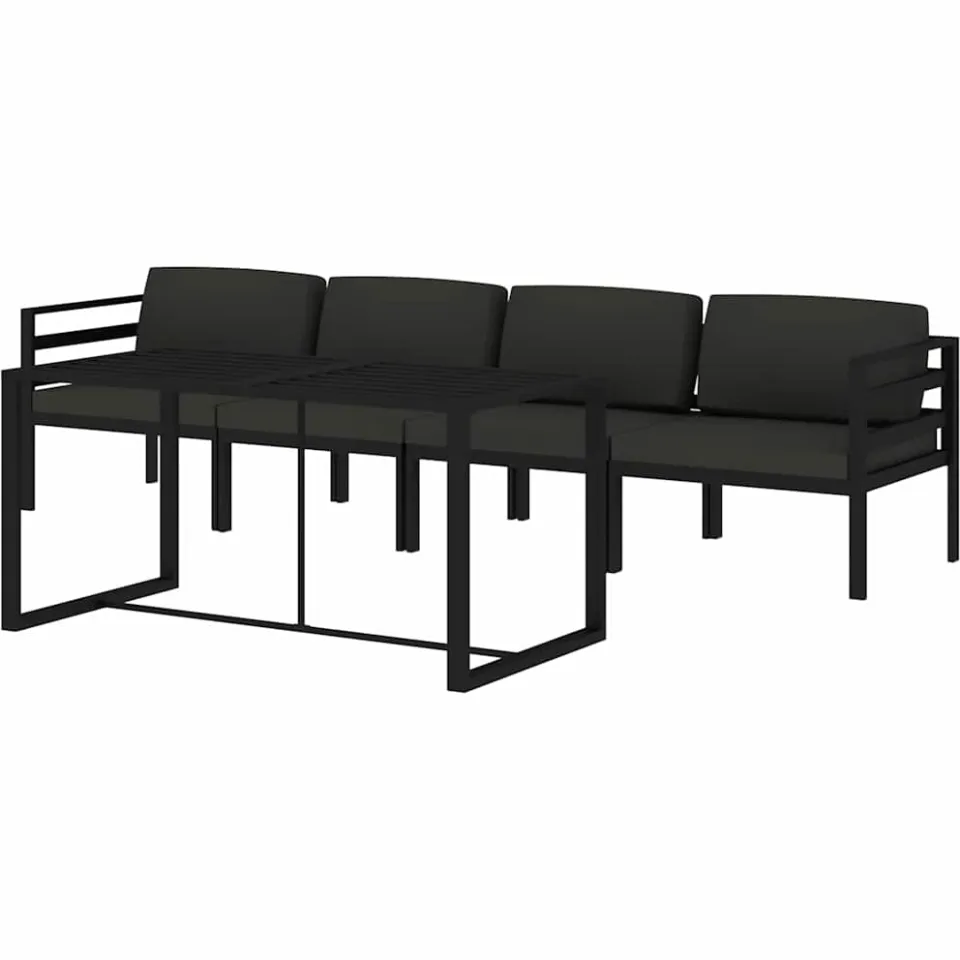vidaXL 5-delige Loungeset met kussens aluminium antracietkleurig Anthraciet