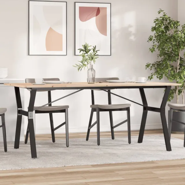 vidaXL Eettafel Y-frame 180x90x75 cm massief grenenhout en staal Bruin