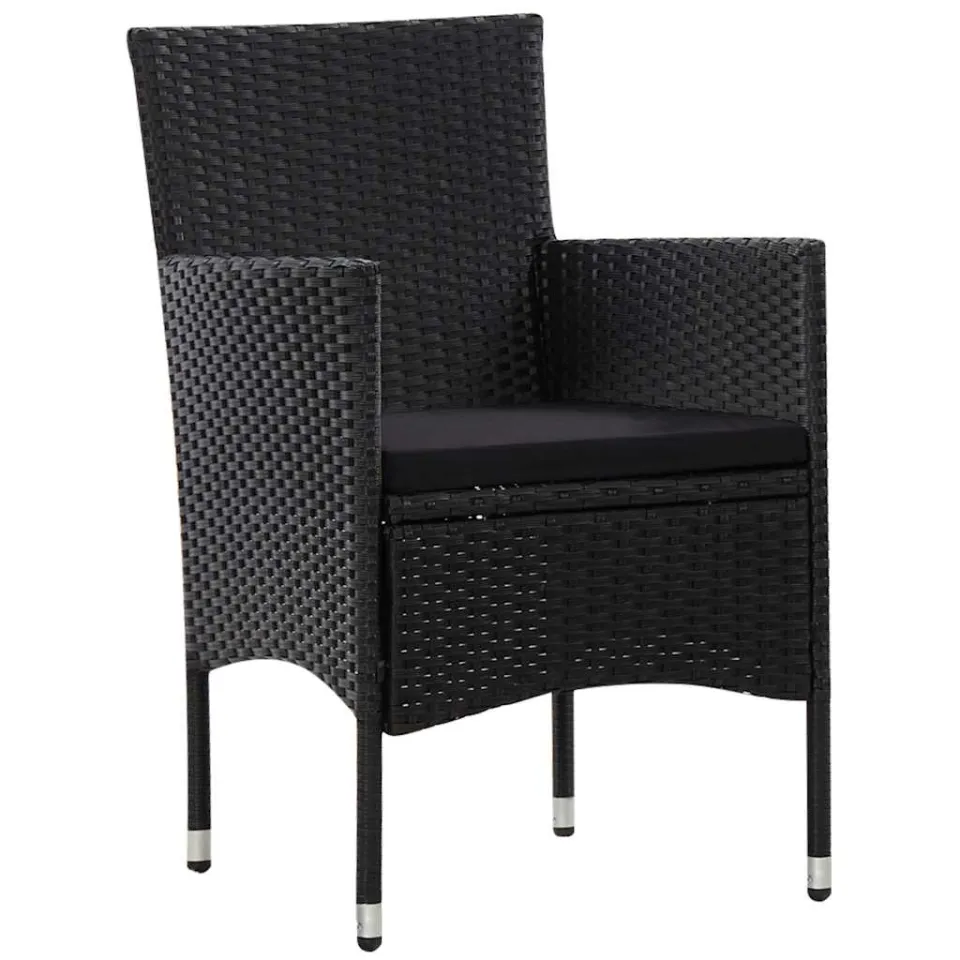 vidaXL 4-delige Loungeset met kussens poly rattan zwart, foto 4