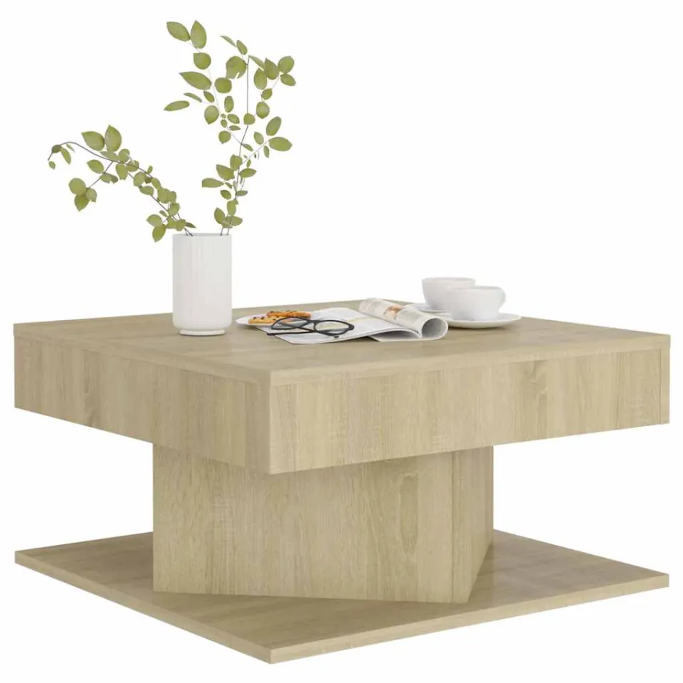 vidaXL Salontafel 57x57x30 cm bewerkt hout sonoma eikenkleurig, foto 4
