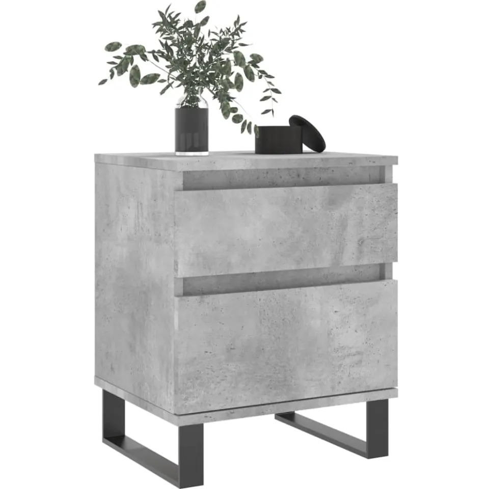 vidaXL Nachtkastjes 2 st 40x35x50 cm bewerkt hout betongrijs grijs, foto 4