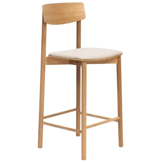 Bronx71 Scandinavische barkruk Jane naturel eiken/ off white 80 cm - barstoel Wit