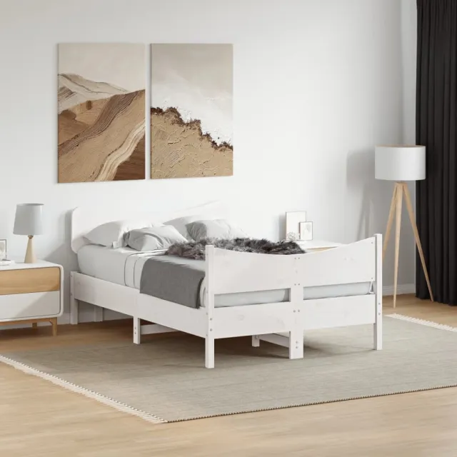 vidaXL Bedframe zonder matras massief grenenhout wit 120x190 cm