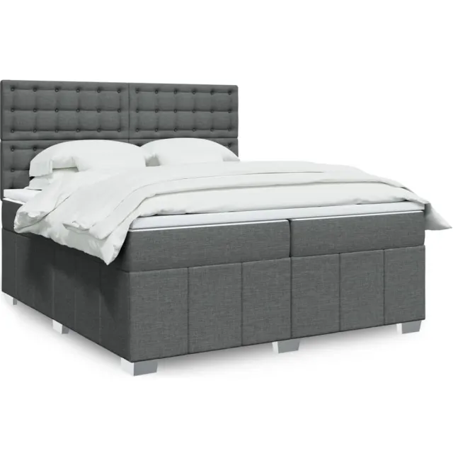 vidaXL Boxspring met matras stof donkergrijs 200x200 cm grijs