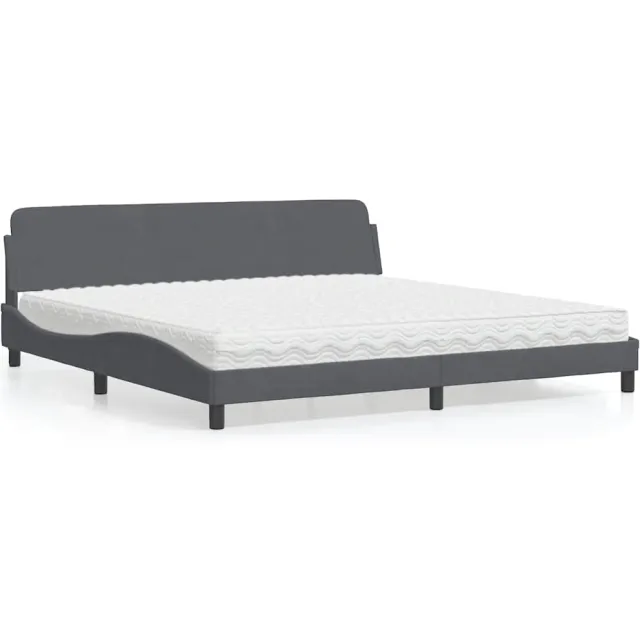 vidaXL Bed met matras "Dover" fluweel donkergrijs 200x200 cm