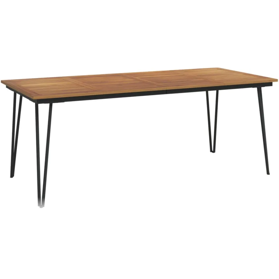vidaXL Tuintafel met haarspeldpoten 200x90x75 cm massief acaciahout bruin, foto 3