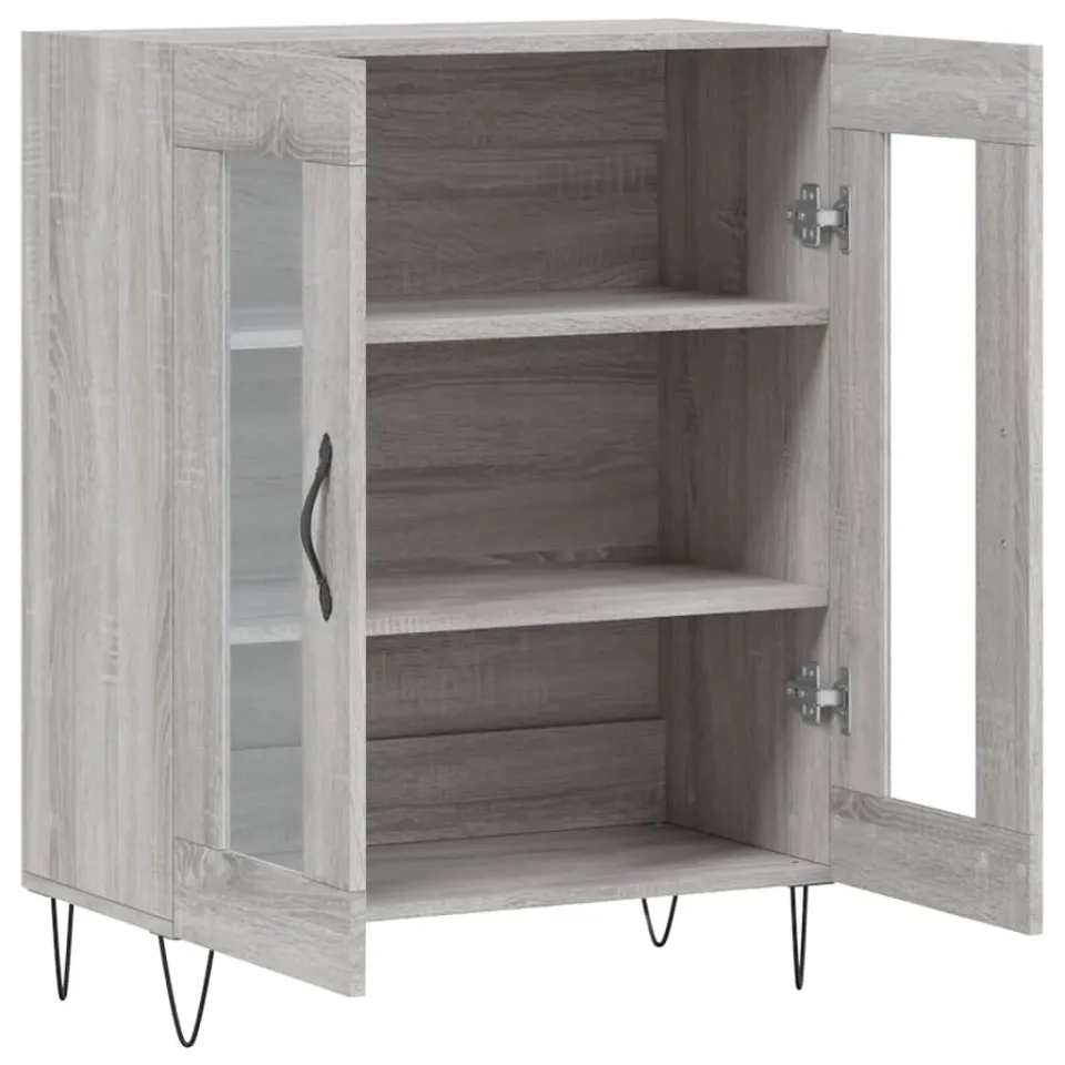 vidaXL Dressoir 69,5x34x90 cm bewerkt hout grijs sonoma eikenkleurig, foto 4
