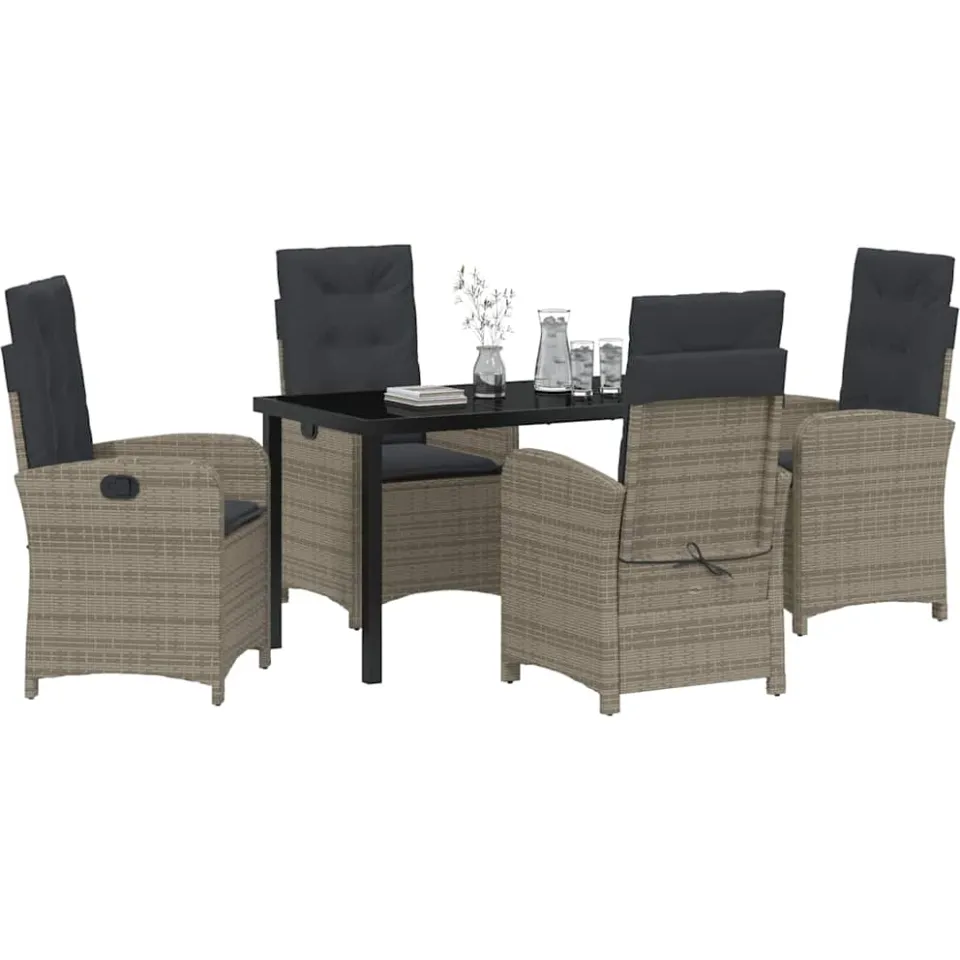 vidaXL Tuin eettafelset 5 st Grijs poly rattan