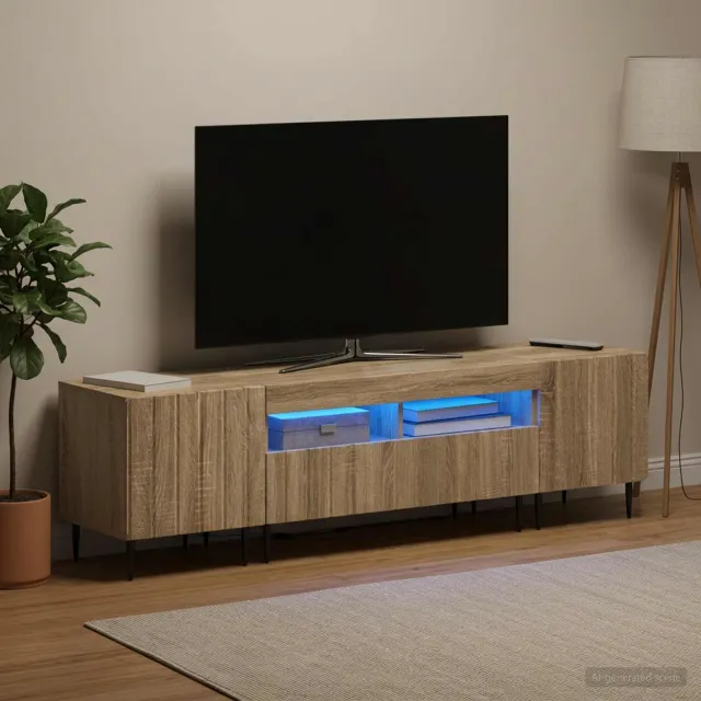 vidaXL 3-delige LED TV-kast ZWOLLE Sonoma Eiken Bewerkt hout Bruin