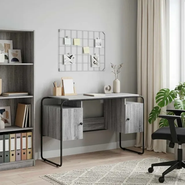 vidaXL Bureau met opbergruimte Grijs Sonoma 120 x 50.5 x 75.5 cm, foto 2