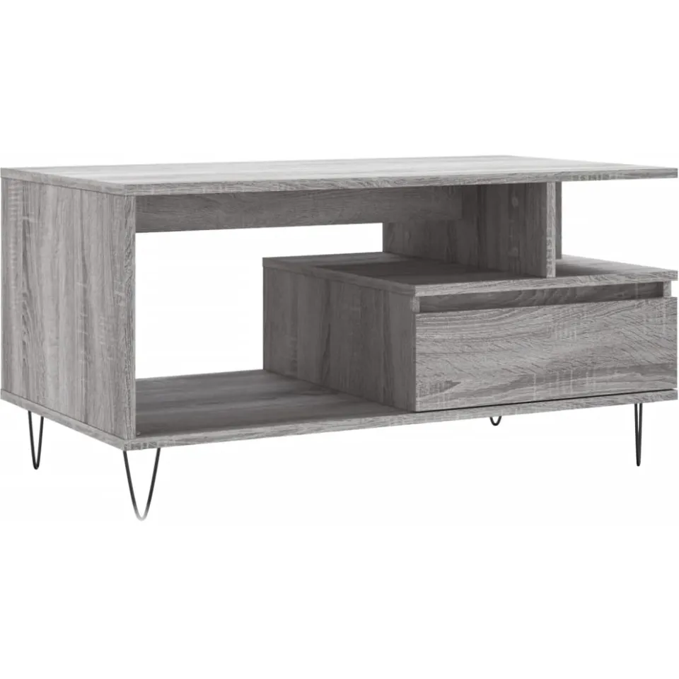 vidaXL Salontafel 90x49x45 cm bewerkt hout grijs sonoma, foto 3