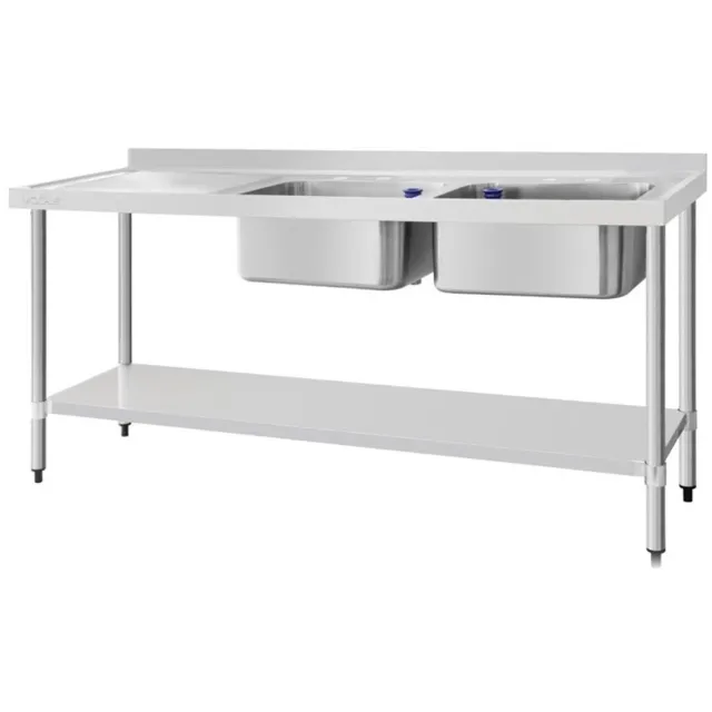 Vogue Dubbele Spoeltafel Spoelbak Links - Vogue DY828 - Horeca & Professioneel - Horeca & Professioneel Grijs