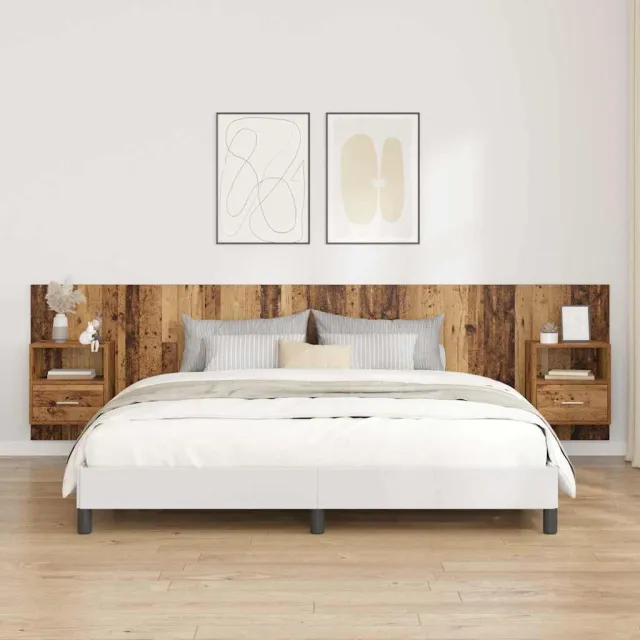 vidaXL Hoofdbord Met Kast 3 st Oud Hout Bewerkt hout Bruin