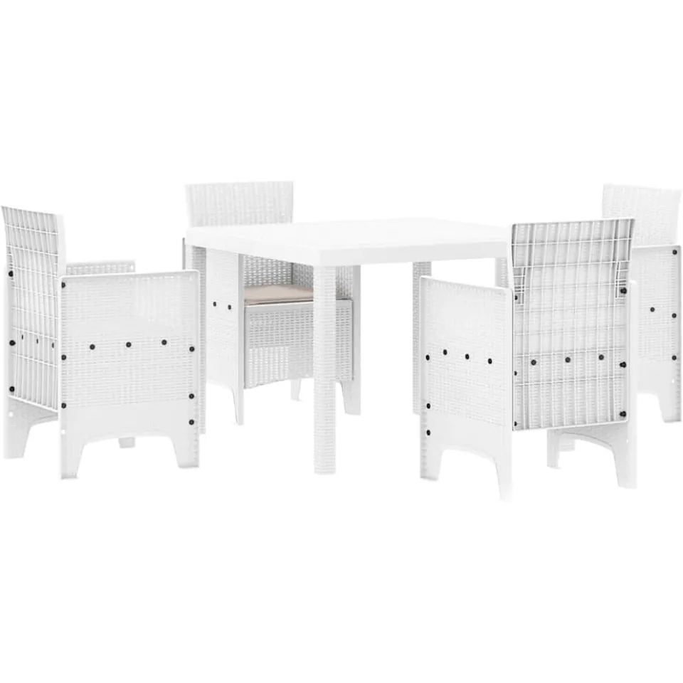 vidaXL Tuin Eetset 5 st Wit Polypropyleen