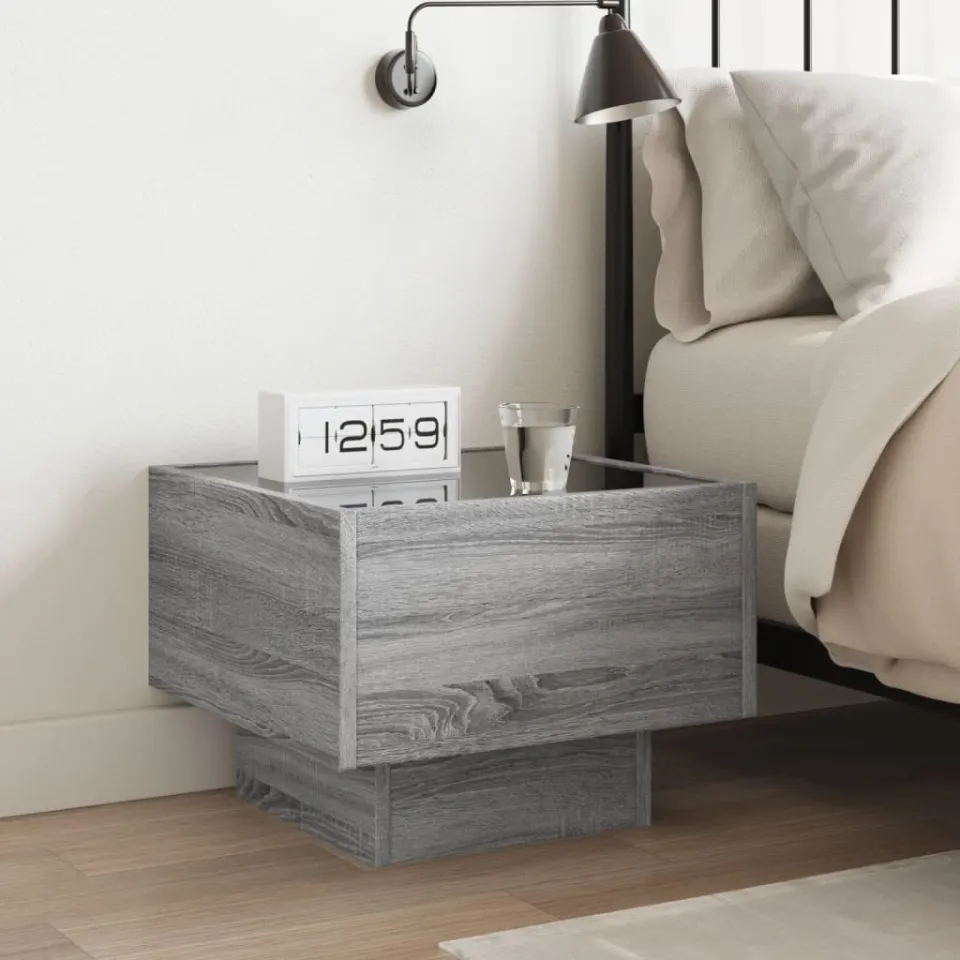 vidaXL Nachtkastje met Infinity LED 40x40x30 cm grijs sonoma eiken, foto 4