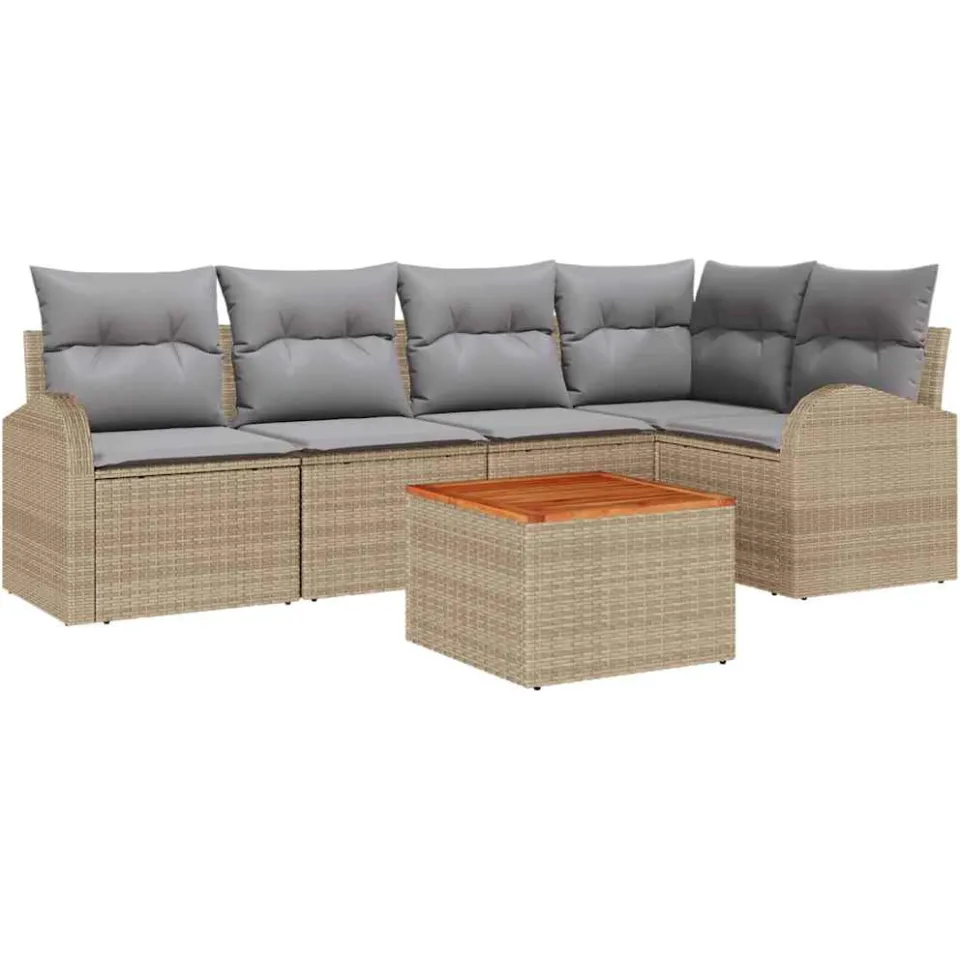 vidaXL Tuinbankenset 6 st Beige poly rattan