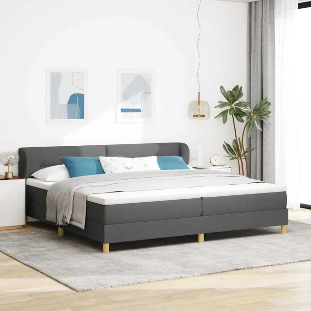 vidaXL Boxspringbed met hoofdeinde Donkergrijs 200 x 200 cm Stof