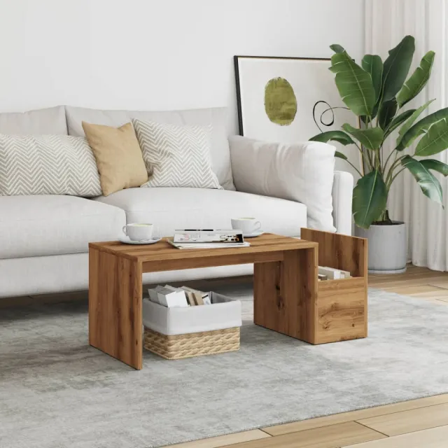 vidaXL Salontafel 90x45x35 cm bewerkt hout artisan eikenkleurig, foto 2